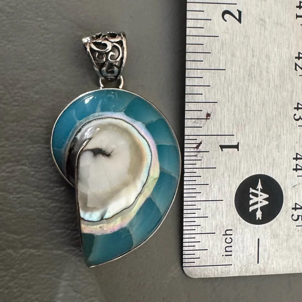 Natural Shell Sterling Silver Pendant - Picture 2 of 4